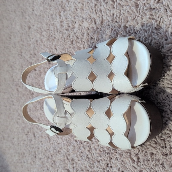 White Leather Wooden Mules size 38 - Picture 2 of 6